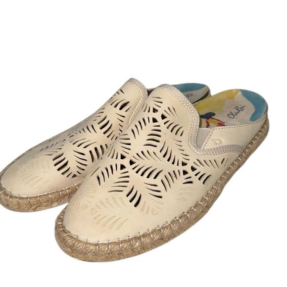 OluKai Shoes - OluKai EUC Kaula Olu Ili Cutout Leather Espadrille Comfort Slip-On Orthotic Shoe